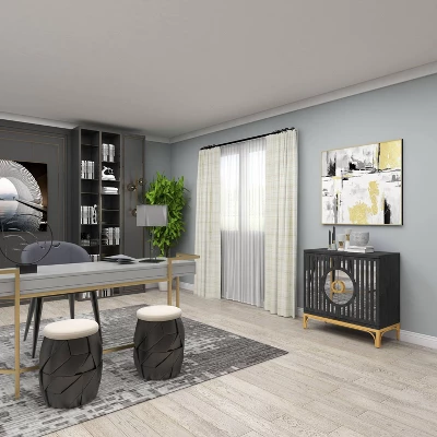 Art Deco Contemporary Mirrored Wood Cabinet Black - Olivia & May 18 Art Deco Contemporary Mirrored Wood Cabinet Black - Olivia & May - Image 18