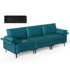 Costway Modern Modular Fabric 3-Seat Sofa Couch With Socket USB Ports & Metal Legs Grey/Blue 20 Costway Modern Modular Fabric 3-Seat Sofa Couch With Socket USB Ports & Metal Legs Grey/Blue -Baxton Studio Shop GUEST 0c7afb34 2e0a 4b32 a59b ba9619609f2c