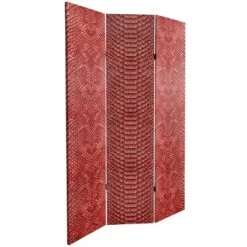 6" Double Sided Snake Print Canvas Room Divider - Oriental Furniture
