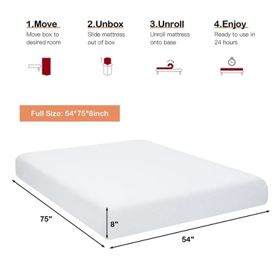 Costway FullTwinQueenKing Size 8'' Foam Mattress Jacquard Medium Firm Bed-in-a-Box Bed Room W/Removable Cover 2 Costway FullTwinQueenKing Size 8'' Foam Mattress Jacquard Medium Firm Bed-in-a-Box Bed Room W/Removable Cover - Image 2