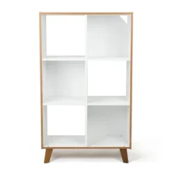 Morgan Mid-Century 6 Cube Toy Storage Organizer Wood/White - Humble Crew