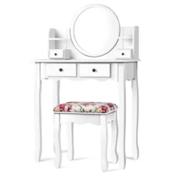 Tangkula Vanity Table Set W/Detachable Mirror & Stool Black/White -Baxton Studio Shop GUEST 0dca2b86 31cf 4daa 9ac2 a321829b4a78