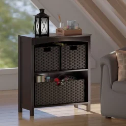 30" 4pc Terrace Storage Shelf With Baskets Espresso/Chocolate - Winsome 37 30" 4pc Terrace Storage Shelf With Baskets Espresso/Chocolate - Winsome -Baxton Studio Shop GUEST 0e42672c 0858 4e97 89c8 e1119b22ee94