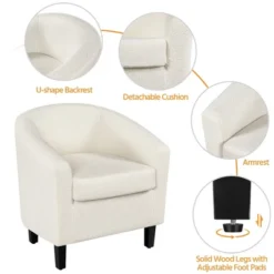 Yaheetech Contemporary Boucle Barrel Chair And Ottoman For Bedroom Living Room Ivory -Baxton Studio Shop GUEST 0e62a5ae f0e1 4bca 9430 fe1293139999