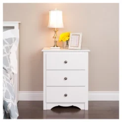 Monterey 3 Drawer Nightstand - White - Prepac -Baxton Studio Shop GUEST 0eb7a7ba 094a 4302 a34b 5f740aa00803