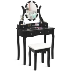 Tangkula Vanity Table Makeup Dresser Desk W/LED Light Drawers & Stool Black/Brown/White 15 Tangkula Vanity Table Makeup Dresser Desk W/LED Light Drawers & Stool Black/Brown/White -Baxton Studio Shop GUEST 0f0aaa99 25c7 45c7 b9a0 71e25f4bd6fc