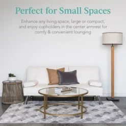 Best Choice Products Modern Faux Leather Convertible Futon Sofa W/ Removable Armrests, Metal Legs, 2 Cupholders - White -Baxton Studio Shop GUEST 0f36b082 e78d 4c3e b091 31a8e7667e19