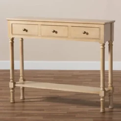 3 Drawer Calvin Wood Entryway Console Table - Baxton Studio -Baxton Studio Shop GUEST 0f5f5b85 0968 4a95 8e82 15fe6f08947a
