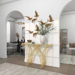 Metal And Mirror Art Deco Console Table Gold - Olivia & May -Baxton Studio Shop GUEST 1066ccf2 cc38 4b19 b018 8a6663d48dae