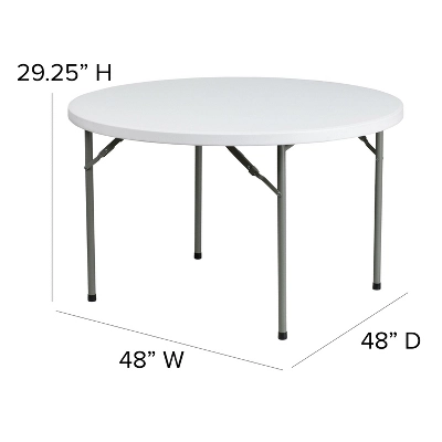 Emma And Oliver 4-Foot Round Granite White Plastic Folding Table - Banquet / Event Folding Table 2 Emma And Oliver 4-Foot Round Granite White Plastic Folding Table - Banquet / Event Folding Table - Image 2