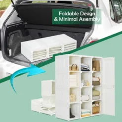 Costway Portable Closet Clothes Foldable Armoire Wardrobe Closet W/ 12 Cubby Storage -Baxton Studio Shop GUEST 10ed1b8b d08b 4a7f a454 d6904ef40a77