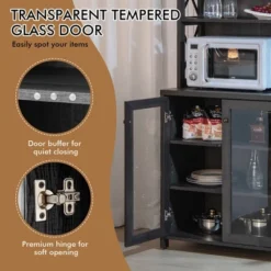 Costway Tall Freestanding Bar Cabinet Kitchen Buffet W/ Glass Holder & Adjustable Shelf -Baxton Studio Shop GUEST 116448c2 235d 429b b714 eeab55442433