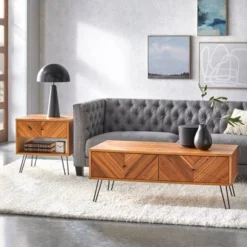 Alexandria 1 Drawer End Table Oak - Lifestorey -Baxton Studio Shop GUEST 1214b987 bf4c 4894 9960 846b0918a966