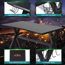 Costway X-Shaped Gaming Desk & Racing Style Massage Chair Set Home Office Black+White/Blue/Grey/Red -Baxton Studio Shop GUEST 12be490d e557 49fe b73f 8b51e6bc7ea9