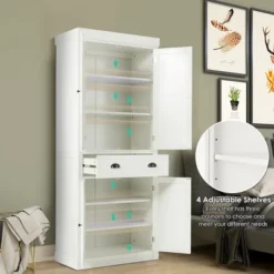 Bestcomfort Kitchen Cabinet Pantry Cupboard Freestanding W/Shelves White 14 Bestcomfort Kitchen Cabinet Pantry Cupboard Freestanding W/Shelves White -Baxton Studio Shop GUEST 131e6401 e06e 4d02 9780 70b480fde9d6