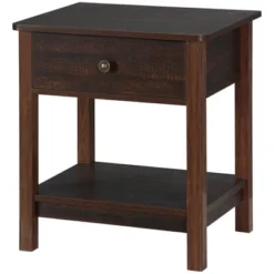 HOMCOM End Table With Drawer, Side Table With Top And Bottom Shelf For Small Spaces, Dark Brown -Baxton Studio Shop GUEST 13e7d136 b372 4e6e a2e5 d6fcde709c25