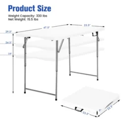 Costway Folding Table Portable Bi-fold Picnic Dining Table W/ 3-Level Height Adjustment -Baxton Studio Shop GUEST 148f6dda 786b 4143 953f 5c2eb3543779