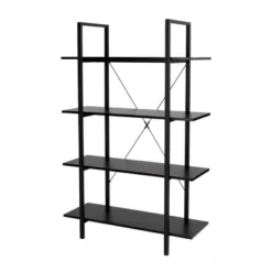 Modern Industry Metal/Wooden 4 Tier Bookcase With Shelves - Glitzhome -Baxton Studio Shop GUEST 14cc3805 f29c 40ea a596 fde5e6780d15