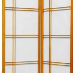 6 Ft. Tall Double Cross Shoji Screen - Honey (3 Panels)