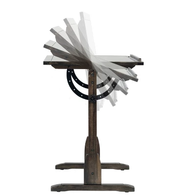 Vintage Solid Wood Drawing/Drafting Table With 36" Wide Adjustable Top Distressed Black - Studio Designs 4 Vintage Solid Wood Drawing/Drafting Table With 36" Wide Adjustable Top Distressed Black - Studio Designs - Image 4