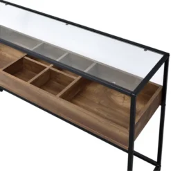 Reattie Glass Top Entryway Table Brown/Matte Black - HOMES: Inside + Out 9 Reattie Glass Top Entryway Table Brown/Matte Black - HOMES: Inside + Out -Baxton Studio Shop GUEST 15810381 9d66 4516 bc3e 5f9b148b44f3
