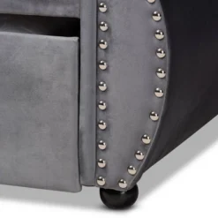 Abbie Velvet Fabric Upholstered Crystal Tufted Daybed With Trundle - Baxton Studio -Baxton Studio Shop GUEST 1589ad89 5051 46ae a676 e993d569dfb5