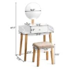 Costway Wooden Vanity Makeup Dressing Table Stool Round W/Drawer