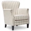 Fabric Upholste Wooden Accent Chair With Nail Head Trim White/Gray - Benzara