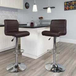 Flash Furniture Contemporary Vinyl Adjustable Height Barstool With Rolled Seat And Chrome Base -Baxton Studio Shop GUEST 16324a42 1a31 4f2c 9d67 99e06563596a 1