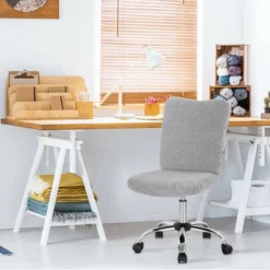 Costway Armless Faux Fur Leisure Office Chair Adjustable Swivel Task Chair -Baxton Studio Shop GUEST 1638b2e7 ff3f 4fd5 b756 9b823889d94c