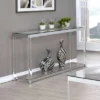 Anne Acrylic Console Sofa Table With Glass Top And Shelf Chrome - Coaster
