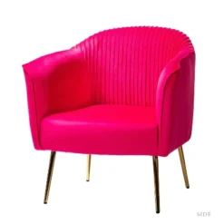Velvet Barrel Chair With Goden Base Contemporary And Classic Velvet Accent Chair For Living Room | Karat Home -Baxton Studio Shop GUEST 16defd07 4807 4575 869c 33f5e51aba20