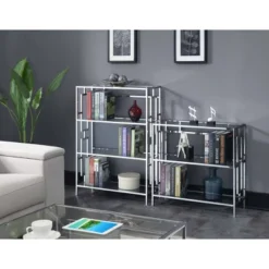 42.75" Town Square Chrome 4 Tier Bookcase Chrome - Breighton Home 5 42.75" Town Square Chrome 4 Tier Bookcase Chrome - Breighton Home -Baxton Studio Shop GUEST 173d6385 1126 481e 8b3f 6318f280d9a8
