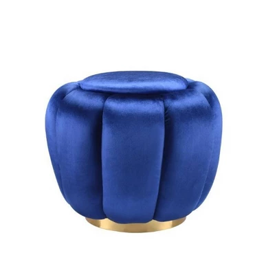 19" Heiress Ottoman Sapphire Blue Velvet - Acme Furniture 1 19" Heiress Ottoman Sapphire Blue Velvet - Acme Furniture