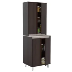 4 Door Breakroom Cabinet Espresso/Amber Gray - Inval -Baxton Studio Shop GUEST 17712426 cf6c 4268 a5f4 8b98ee9901fa