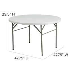 Flash Furniture 4-Foot Round Bi-Fold Granite White Plastic Banquet And Event Folding Table With Carrying Handle -Baxton Studio Shop GUEST 188f440a 4a67 4071 8334 9b78c5c8eabb