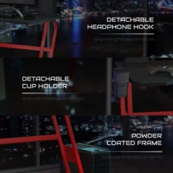 BlackArc Echo Gaming Desk & Chair Set: Black & Red Faux Leather Reclining Gaming Chair; Gaming Desk With Headphone Hook And Cupholder -Baxton Studio Shop GUEST 1946684a 84bb 4f7b b7bf 66daeb46ca09 1