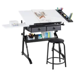 Core Drawing Table And Stool Set Charcoal Black/White - Studio Designs -Baxton Studio Shop GUEST 19669677 8f59 4c0d 8352 c68dff88710f