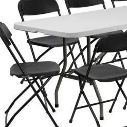 Flash Furniture 8' Bi-Fold Granite White Plastic Event/Training Folding Table Set With 10 Folding Chairs -Baxton Studio Shop GUEST 19bd29ee d6c7 423a bf7b d89a27c4aaf8