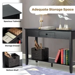 Costway Console Table With Drawer Shelf 2 Tier Sofa Side Accent Table Black 15 Costway Console Table With Drawer Shelf 2 Tier Sofa Side Accent Table Black -Baxton Studio Shop GUEST 19e05d14 c9df 466b bc65 aac3c5ea9922
