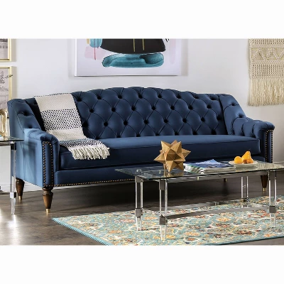 Fawne Camelback Sofa Blue - Furniture Of America 1 Fawne Camelback Sofa Blue - Furniture Of America