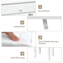 Tangkula Make-Up Vanity Table Dresser Set W/LED Light & Padded Stool -Baxton Studio Shop GUEST 1a7849a1 c35a 412e b1e3 ee07bd61b717