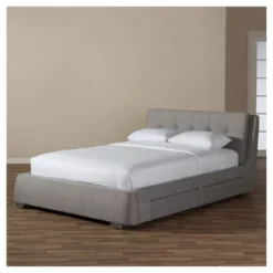 King Camile Modern And Contemporary Fabric Upholstered 4 Drawer Storage Platform Bed Gray - Baxton Studio -Baxton Studio Shop GUEST 1a87c494 0a7c 4dc7 ac0a 1586118701f1