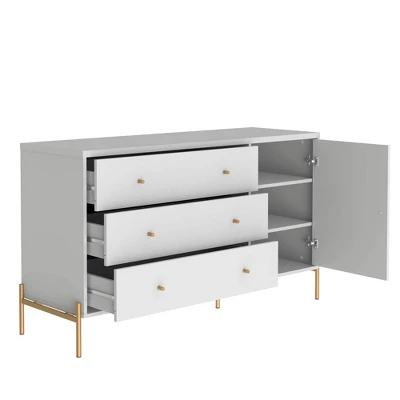 Set Of 2 Jasper 3 Sideboard Drawer Dresser And 3 Classic Drawer Dresser - Manhattan Comfort 5 Set Of 2 Jasper 3 Sideboard Drawer Dresser And 3 Classic Drawer Dresser - Manhattan Comfort - Image 5