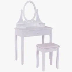 Tangkula Mirrored Dressing Table Wooden Vanity Makeup Unit W/ Cushioned Stool -Baxton Studio Shop GUEST 1ab1fee2 debb 4c2a 8c66 8921b4531ba2