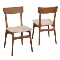 Set Of 2 Newington Mid-Century Dining Chairs Walnut/Mocha - Lifestorey -Baxton Studio Shop GUEST 1afec4cf a7a1 430e 9a51 8011c1d8d479