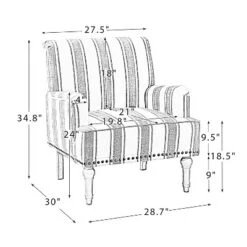 Venere Bedroom Wooden Upholstered Armchair With Nailhead Trim And Unique Stripe Design | ARTFUL LIVING DESIGN -Baxton Studio Shop GUEST 1b09bcdd c6d9 4400 9a5d 75b5a55f6fd9