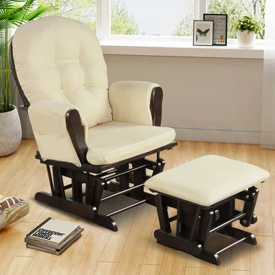 Costway Glider And Ottoman Cushion Set Wood Baby Nursery Rocking Chair 2 Costway Glider And Ottoman Cushion Set Wood Baby Nursery Rocking Chair - Image 2