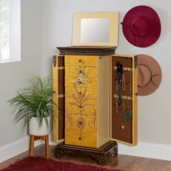 Beatrice Antique Parchment Hand Painted Jewelry Armoire - Powell Company -Baxton Studio Shop GUEST 1c0f35c0 dd81 4c43 99d7 e7ef1c3bd09e