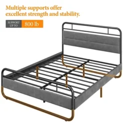 Yaheetech Metal Platform Bed Frame With Velvet Upholstered Headboard -Baxton Studio Shop GUEST 1c52b157 889b 44ce be68 c887436a7595